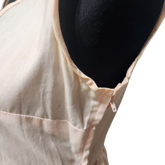 Vintage Handmade Nightgown Dress S Pink Floral Stripe Half Zip Lace Trim - Picture 4 of 15